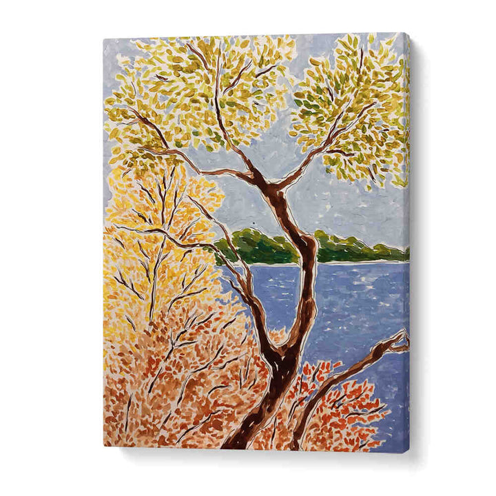 AUTUMN BY THE LAKE , FLORAL FLOWER PAINTINGS