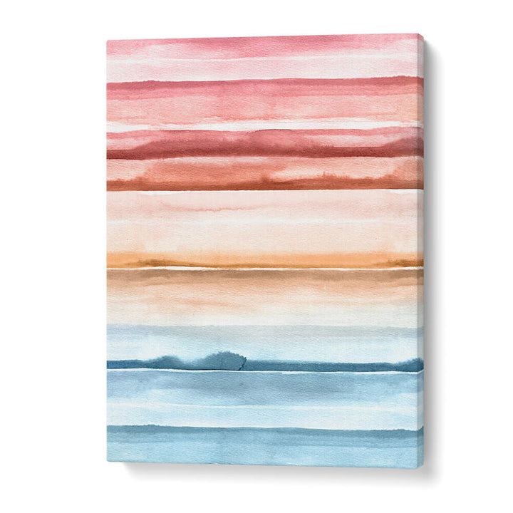 WATERCOLOR STRIPES SUMMER SUNSET II , ABSTRACT PAINTINGS