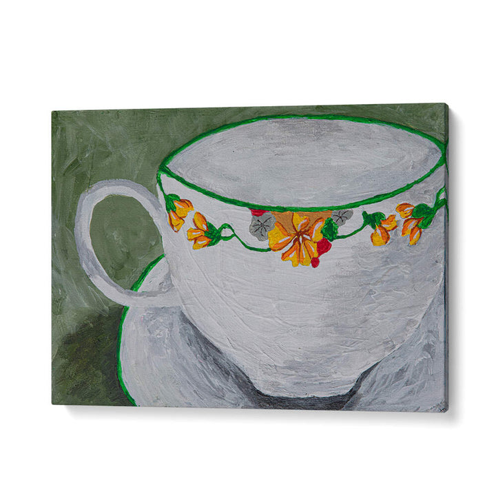 Vibrant TEACUP WITH FLOWERS, KITCHEN POSTERS art piece enhances your kitchen decor with floral elegance.