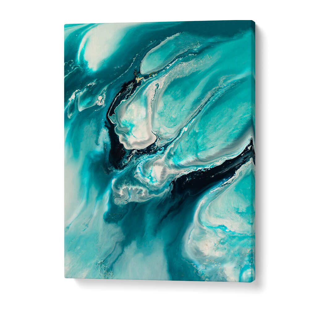 Vibrant OCEAN TEAL, ABSTRACT PAINTINGS featuring bold colors and dynamic shapes to enhance any living space.