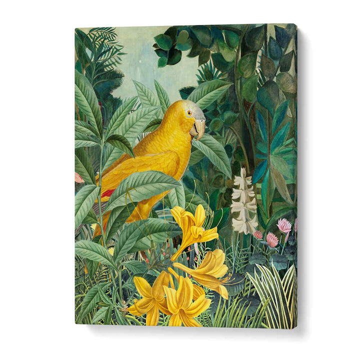 YELLOW PARROTS IN GREEN , ANIMAL PAINTINGS
