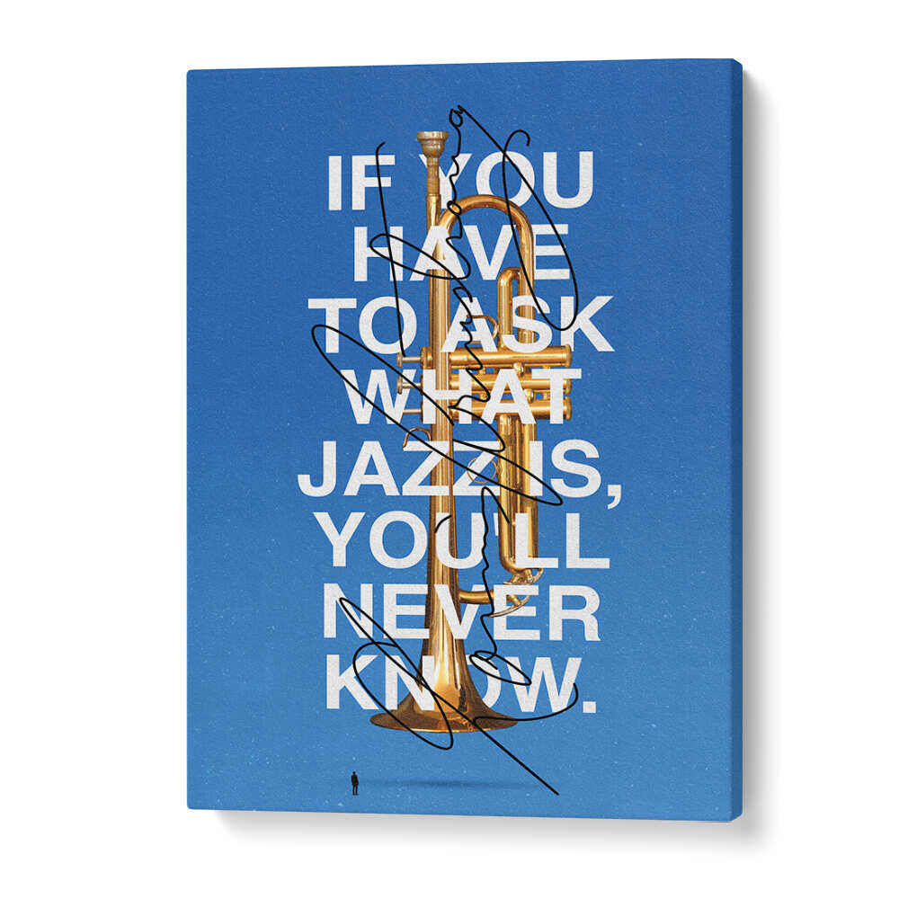Trendy LOUIS, MUSIC POSTERS featuring a trumpet and jazz quote, perfect for music lovers and art enthusiasts.