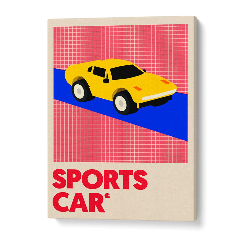 Vibrant SPORTS CAR poster showcasing a stylish yellow vehicle, perfect for CAR POSTERS enthusiasts and decor lovers.