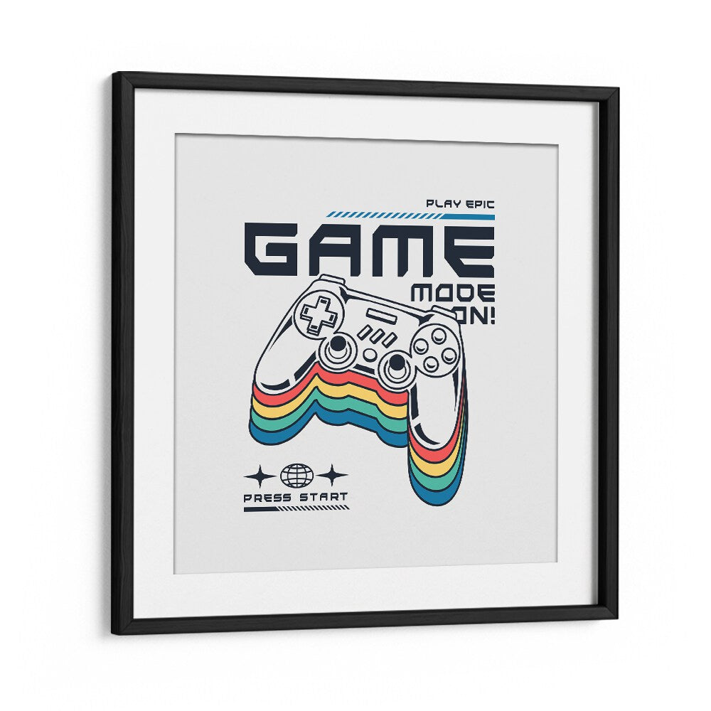 Game Mode - On Gaming Art Artwork in Black Frame With Mount