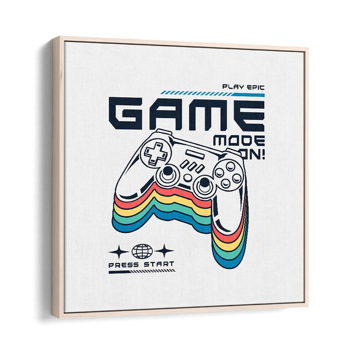 Game Mode - On Gaming Art Artwork in Oak Wood Floater Frame