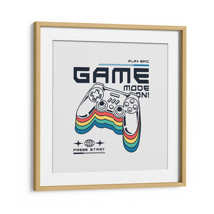 Game Mode - On Gaming Art Artwork in Oak Wood Frame With Mount