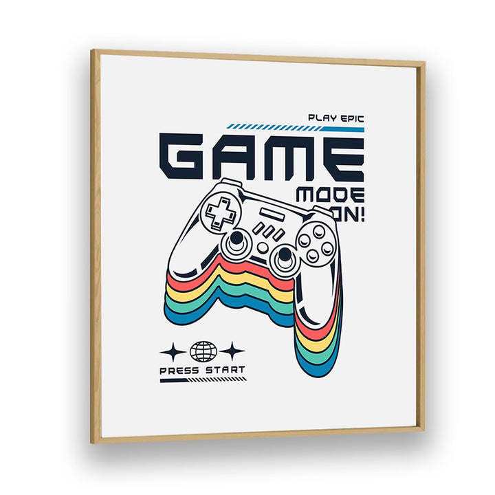 Game Mode - On Gaming Art Artwork in Oak Wood Plain Frame