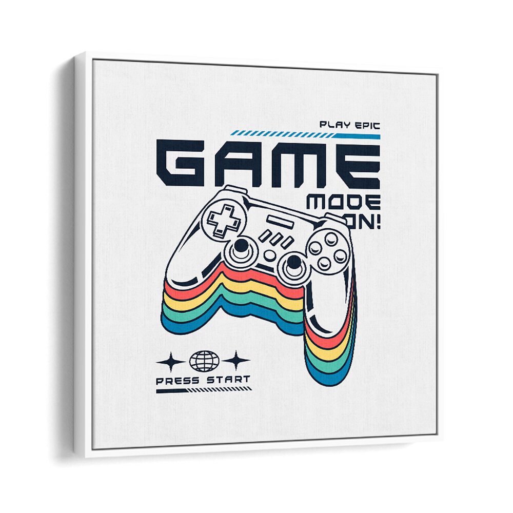 Game Mode - On Gaming art painting Artwork in White Floater Frame