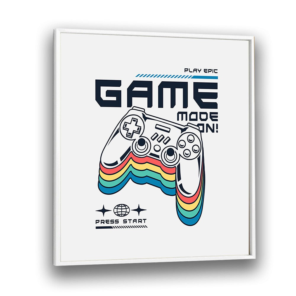 Game Mode - On Gaming art  Artwork in White Plain Frame