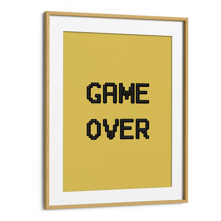 Game Over Gaming Art Artwork in Oak Wood Frame With Mount