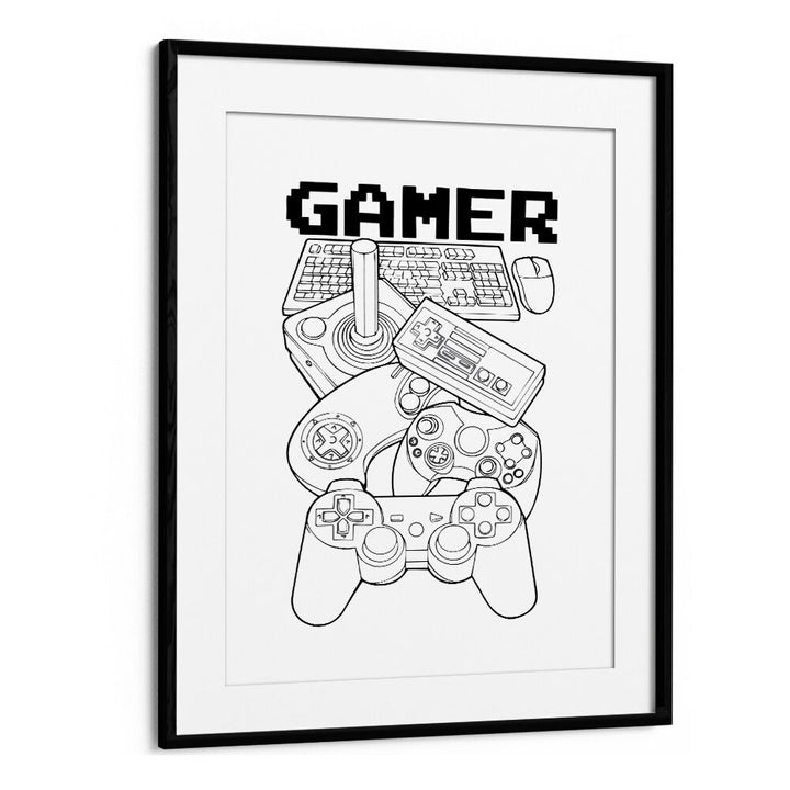 Gamer Gaming Art Artwork in Black Frame With Mount