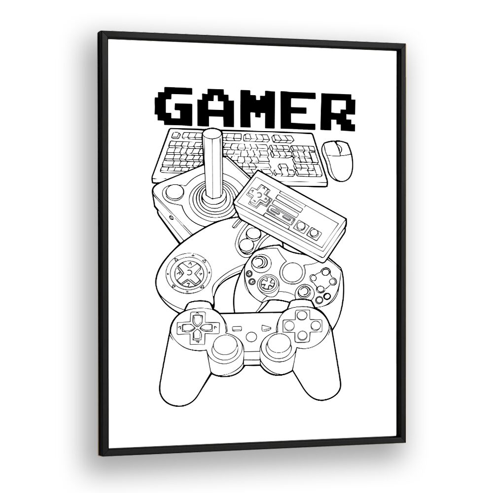 Gamer Gaming Art Artwork in Black Plain Frame