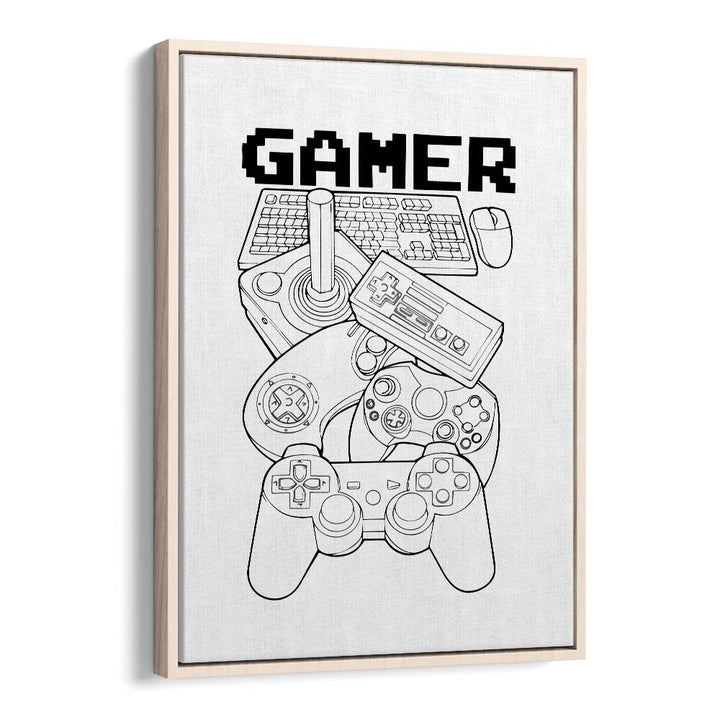 Gamer Gaming Art Artwork in Oak Wood Floater Frame