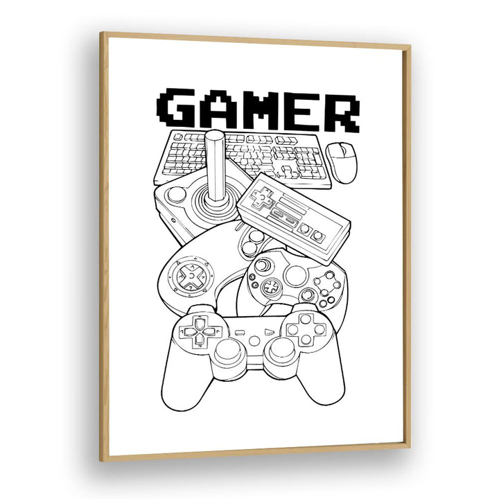 Gamer Gaming Art Artwork in Oak Wood Plain Frame