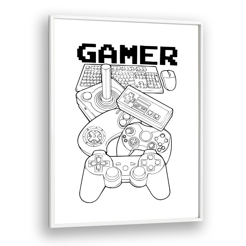 Gamer Gaming art  Artwork in White Plain Frame