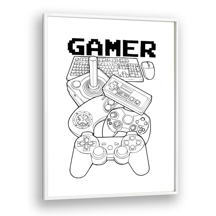 Gamer Gaming art  Artwork in White Plain Frame