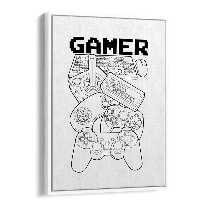 Gamer Gaming art painting Artwork in White Floater Frame