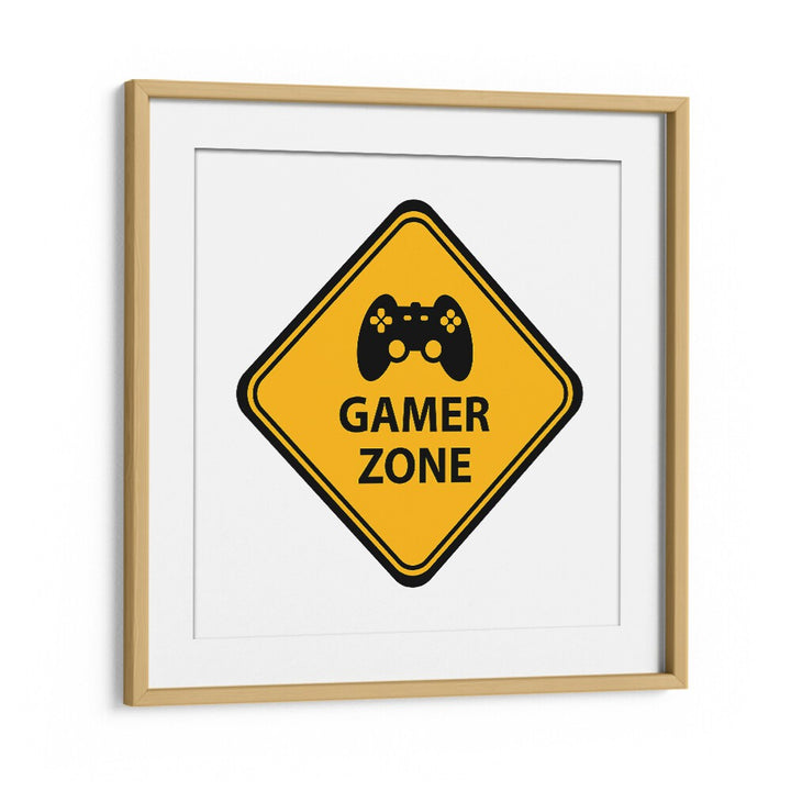 Gamer Zone Gaming Art Artwork in Oak Wood Frame With Mount