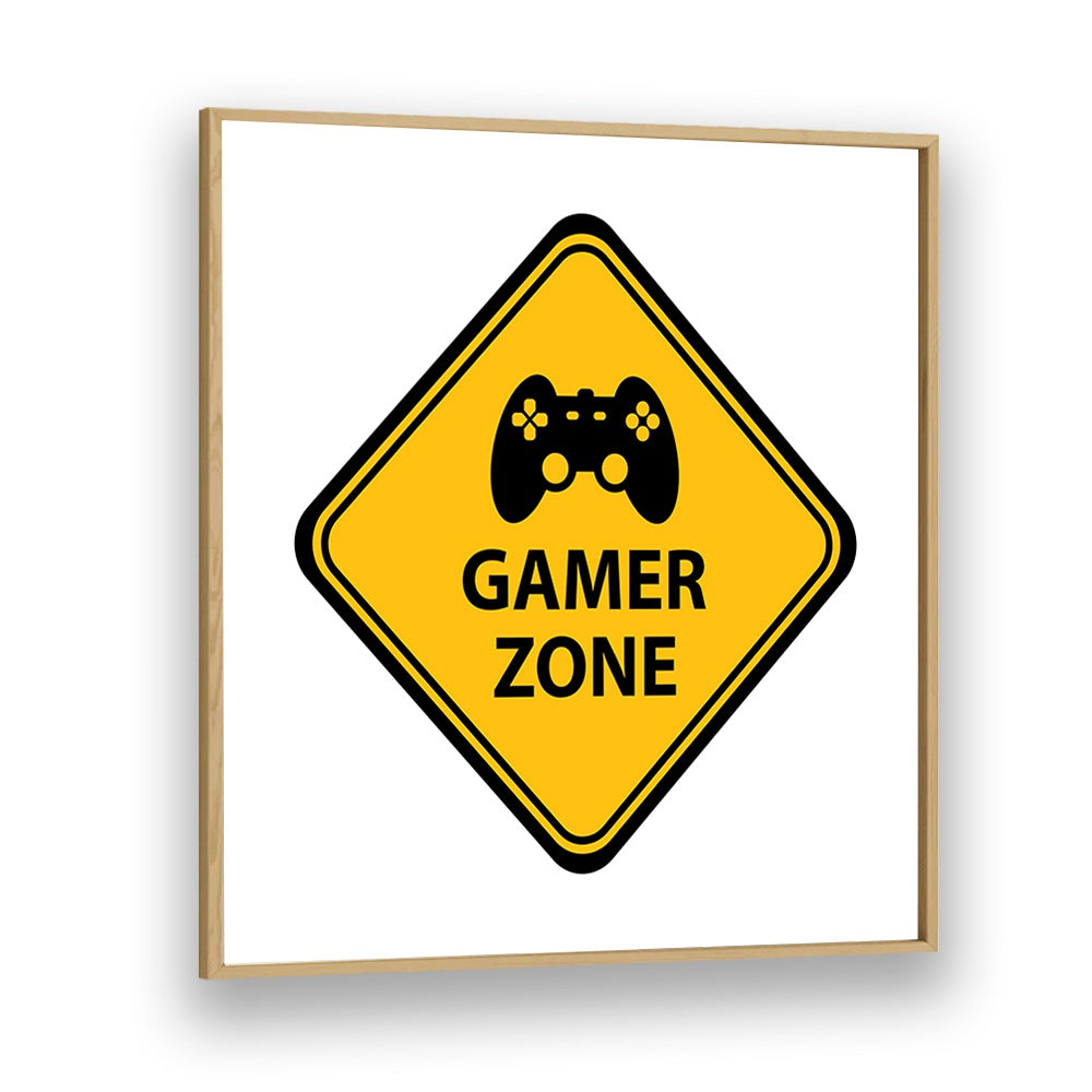 Gamer Zone Gaming Art Artwork in Oak Wood Plain Frame