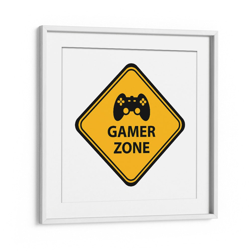 Gamer Zone Gaming Art Artwork in White Frame With Mount