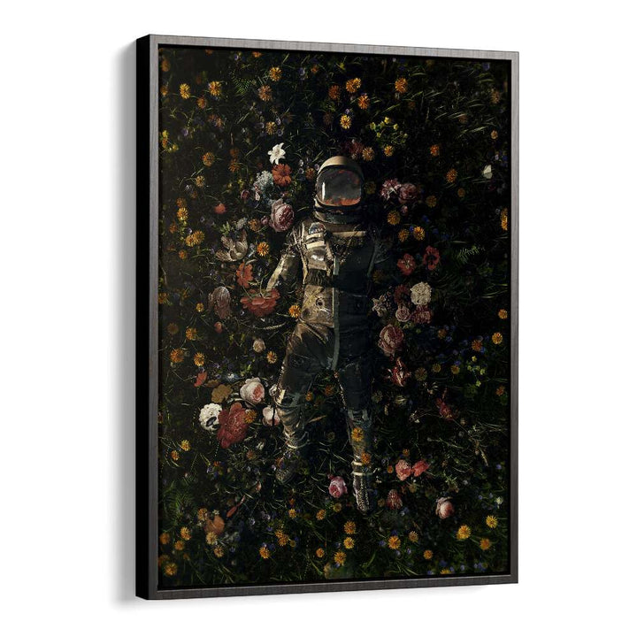 Garden Delights By Francis Minoza Astronaut & Nasa Paintings, Space Art Prints Artwork in Black Floater Frame
