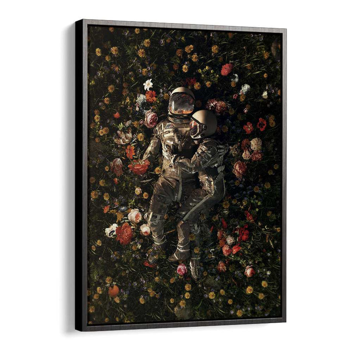 Garden Delights II By Francis Minoza Astronaut & Nasa Paintings, Space Art Prints Artwork in Black Floater Frame
