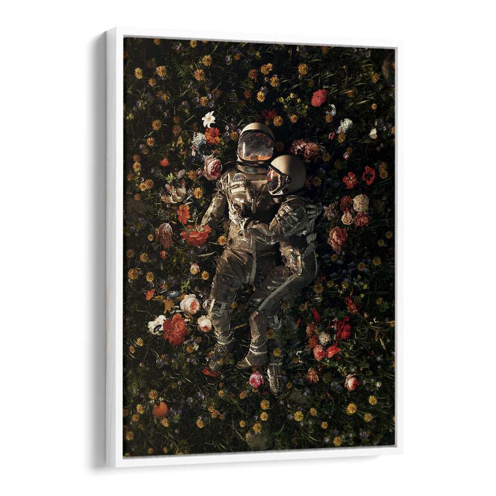 Garden Delights II By Francis Minoza Astronaut & Nasa Paintings, Space Art Prints Artwork in White Floater Frame
