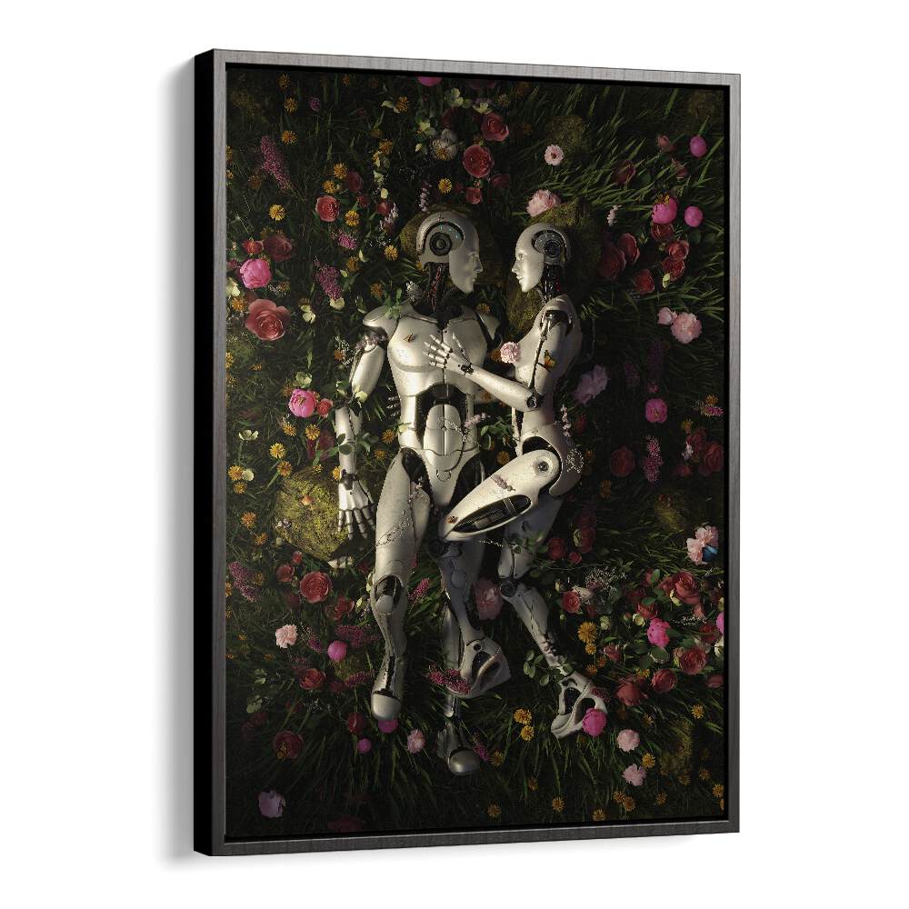 Garden Delights III By Francis Minoza Astronaut & Nasa Paintings, Space Art Prints Artwork in Black Floater Frame
