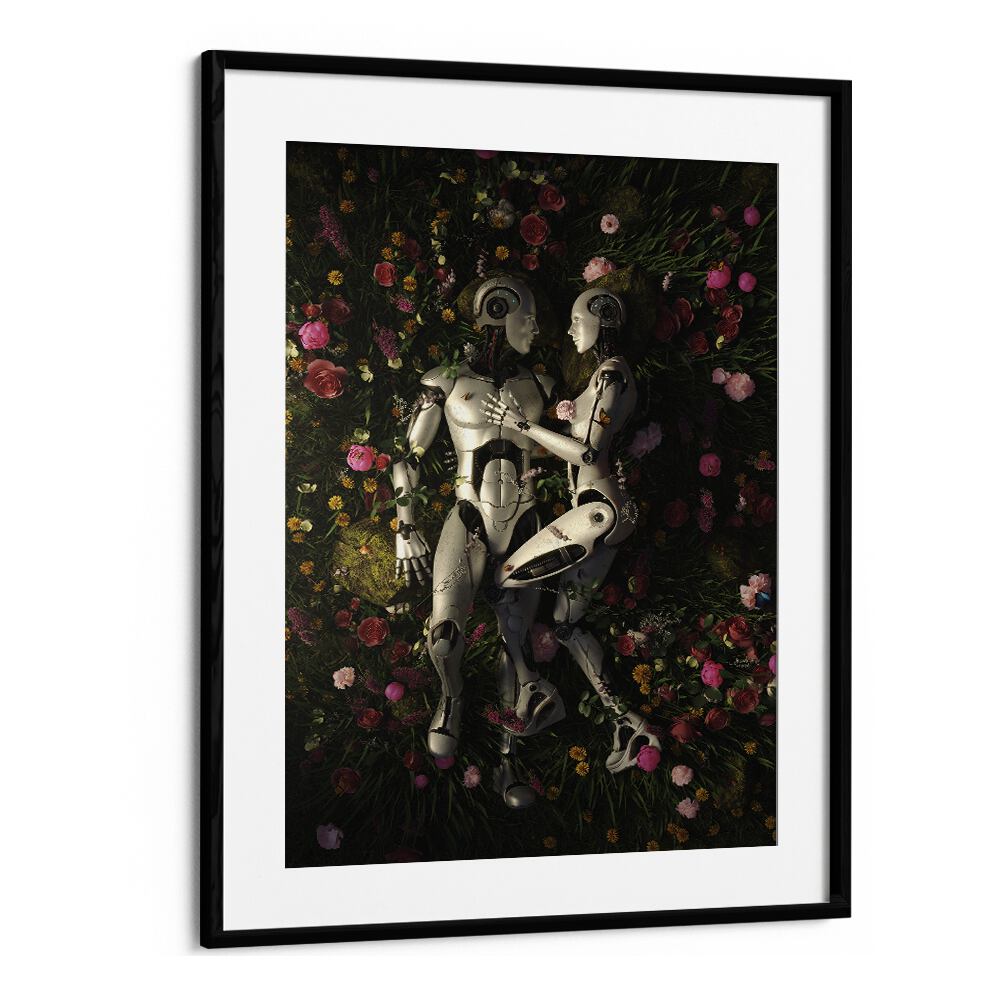 Garden Delights III By Francis Minoza Astronaut & Nasa Paintings, Space Art Prints Artwork in Black Frame With Mount
