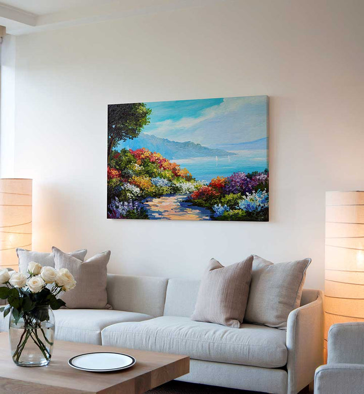 GARDEN SEASCAPE II, VINTAGE EUROPEAN PAINTINGS