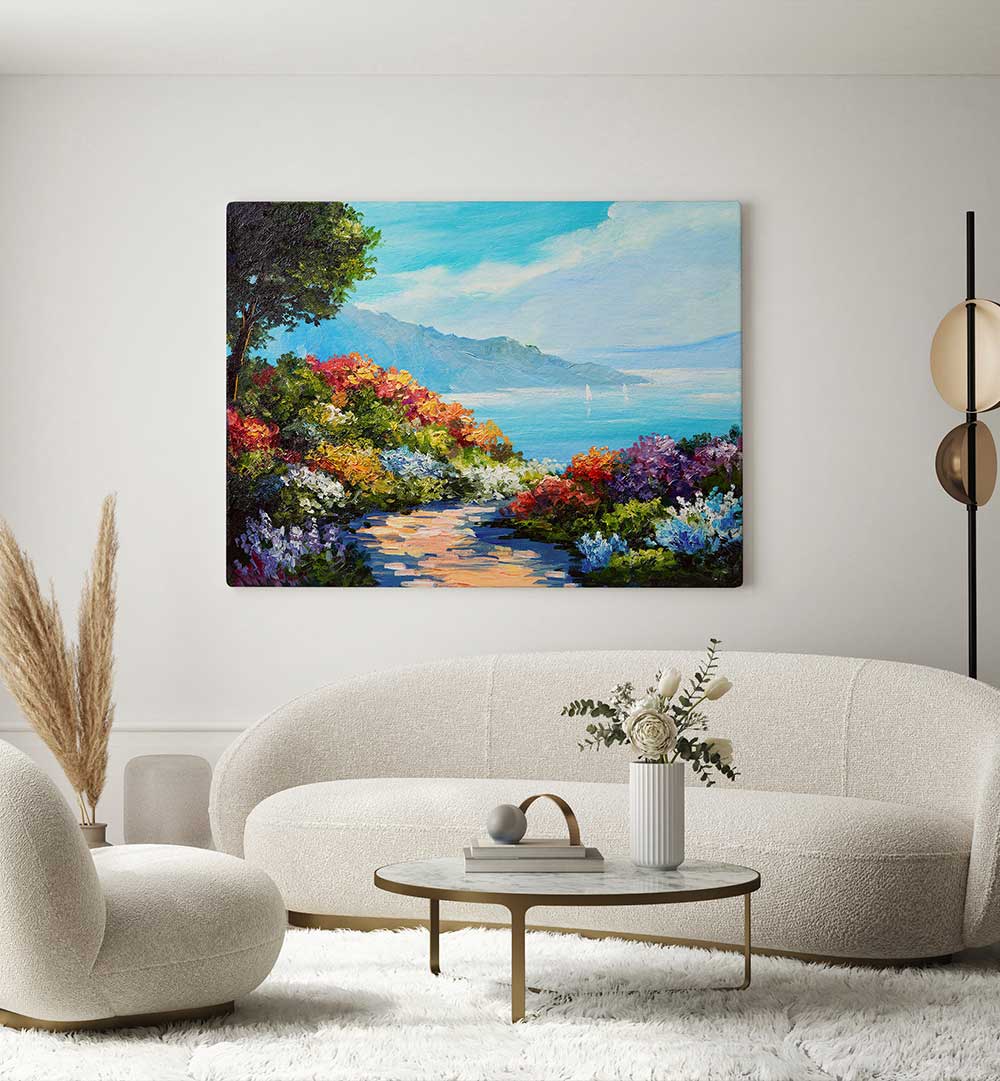 GARDEN SEASCAPE II, VINTAGE EUROPEAN PAINTINGS