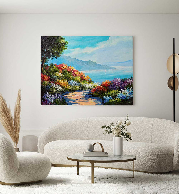 GARDEN SEASCAPE II, VINTAGE EUROPEAN PAINTINGS