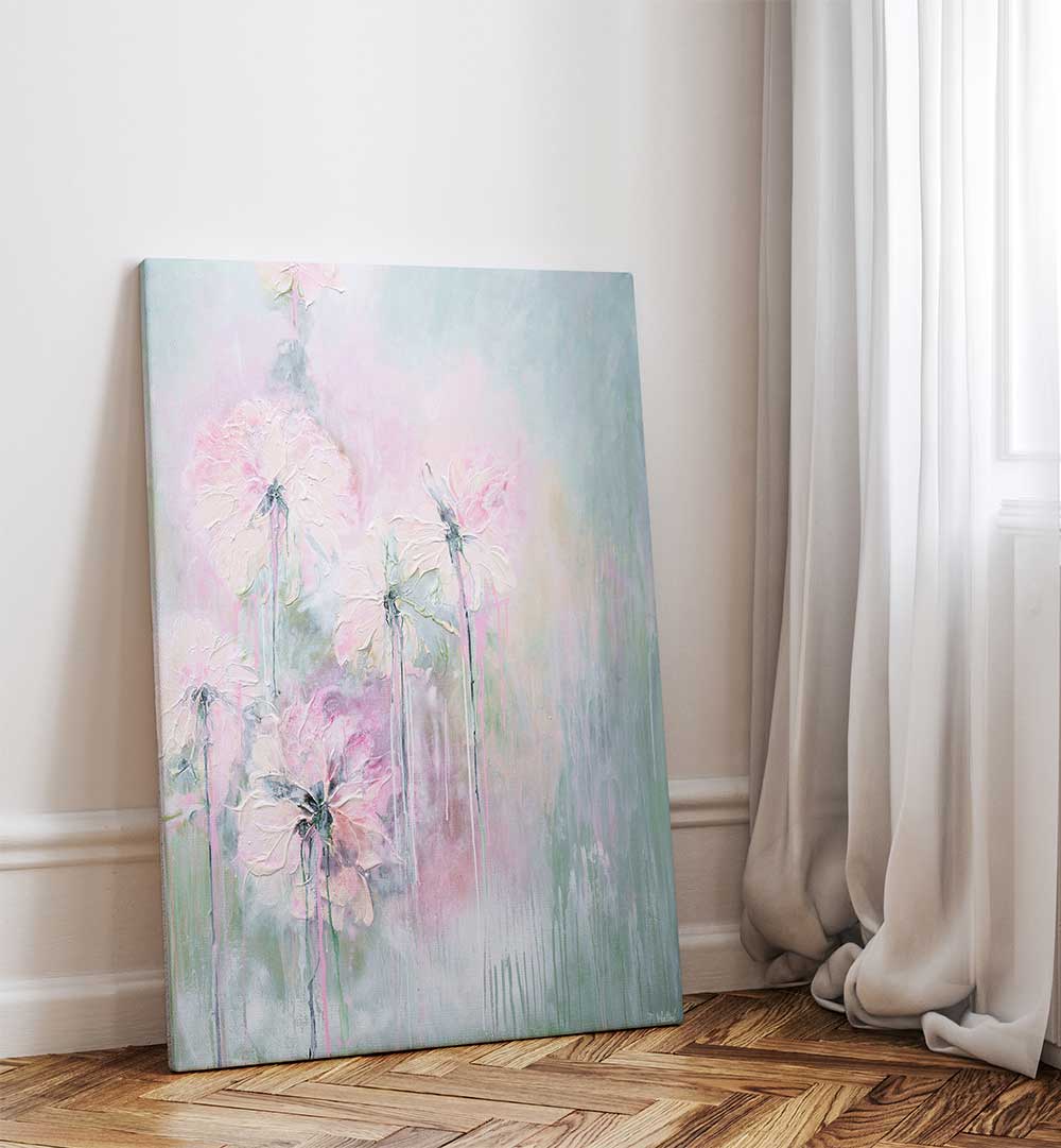 GENTLE SUMMER RAIN , FLORAL FLOWER PAINTINGS