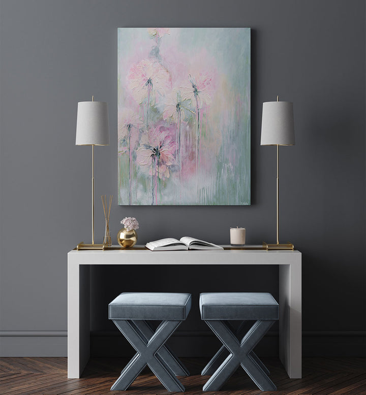 GENTLE SUMMER RAIN , FLORAL FLOWER PAINTINGS