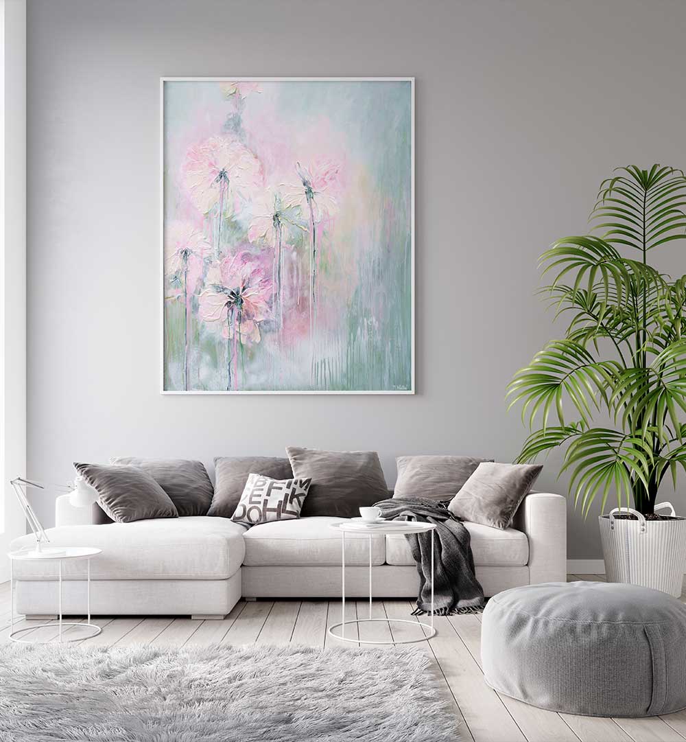 GENTLE SUMMER RAIN , FLORAL FLOWER PAINTINGS