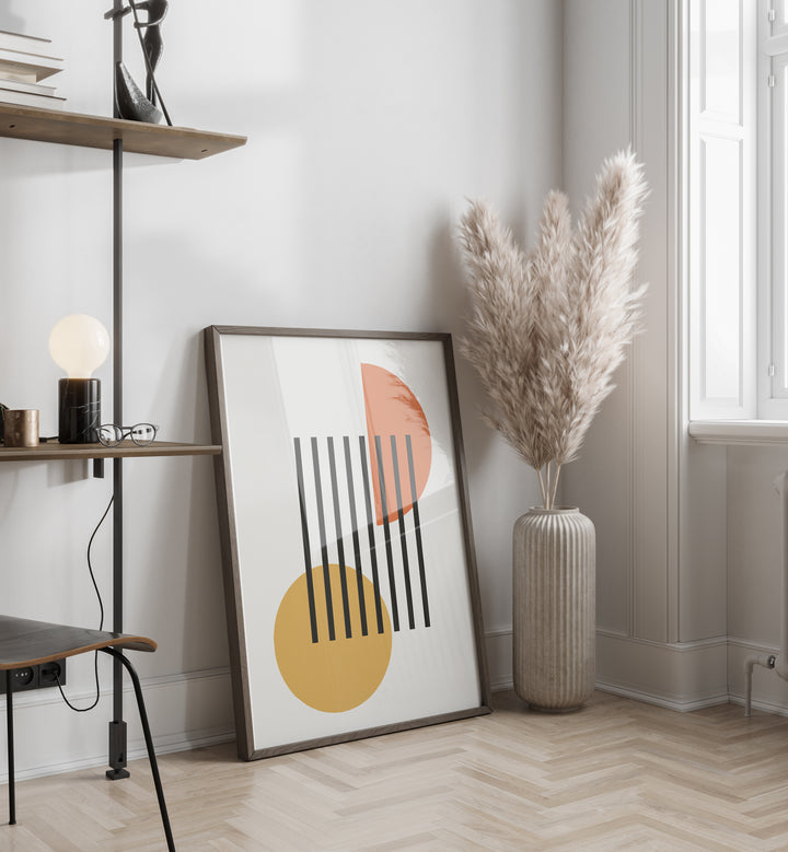 Geo Black Lines I Geometric Art Artwork Placed on a wall In A Living Room 