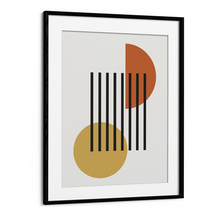 Geo Black Lines I Geometric Art Artwork in Black Frame With Mount