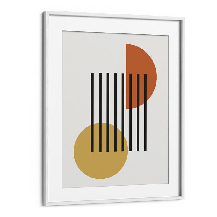 Geo Black Lines I Geometric Art Artwork in White Frame With Mount