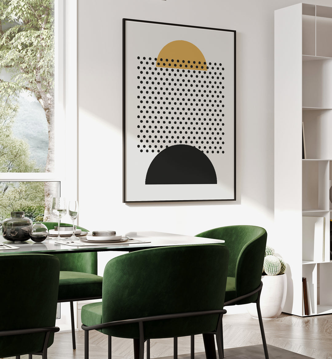 Geo Black Lines II Geometric Art Artwork Placed on a wall In A Living Room 