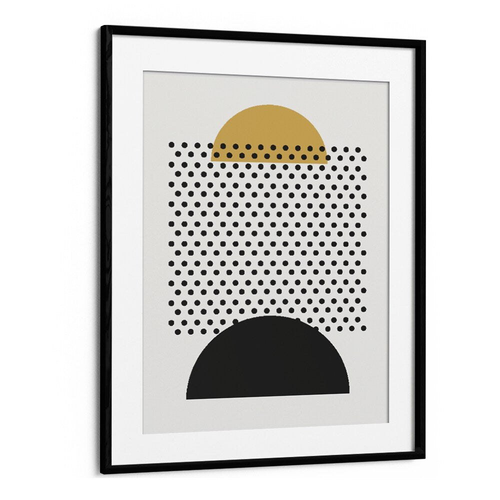 Geo Black Lines II Geometric Art Artwork in Black Frame With Mount