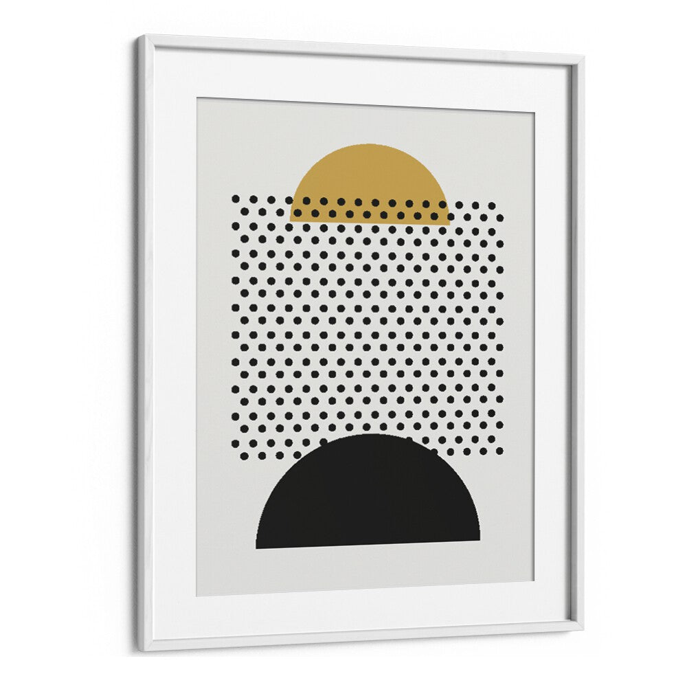 Geo Black Lines II Geometric Art Artwork in White Frame With Mount