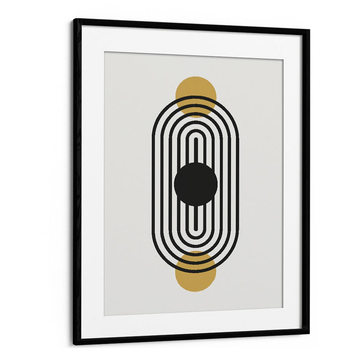 Geo Black Lines III Geometric Art Artwork in Black Frame With Mount