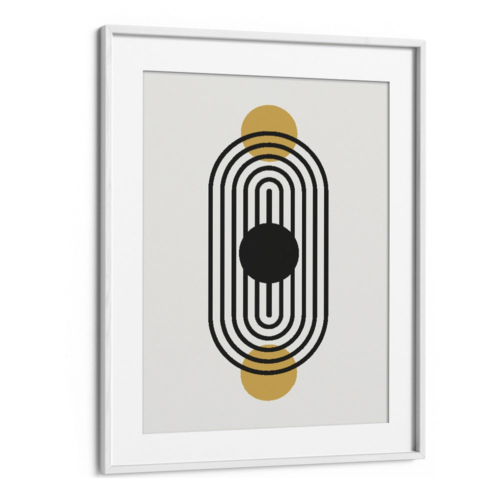 Geo Black Lines III Geometric Art Artwork in White Frame With Mount