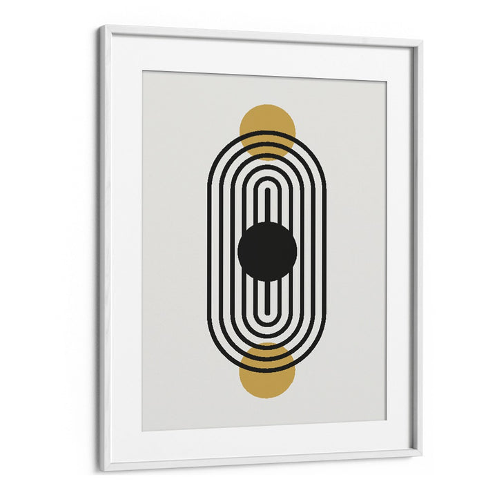 Geo Black Lines III Geometric Art Artwork in White Frame With Mount