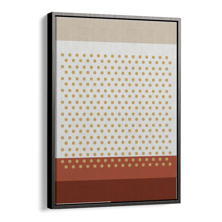 Geometric Beige Dots I Geometric Art Artwork in Black Floater Frame