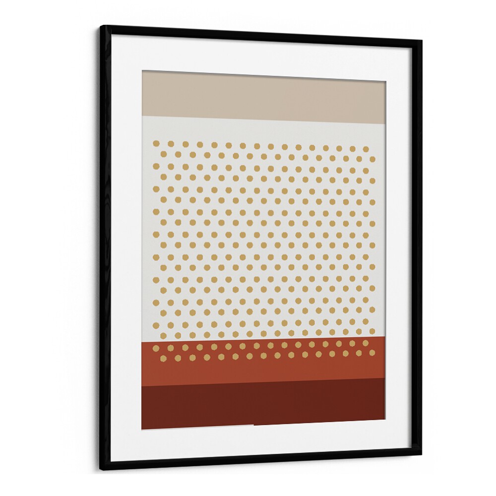 Geometric Beige Dots I Geometric Art Artwork in Black Frame With Mount