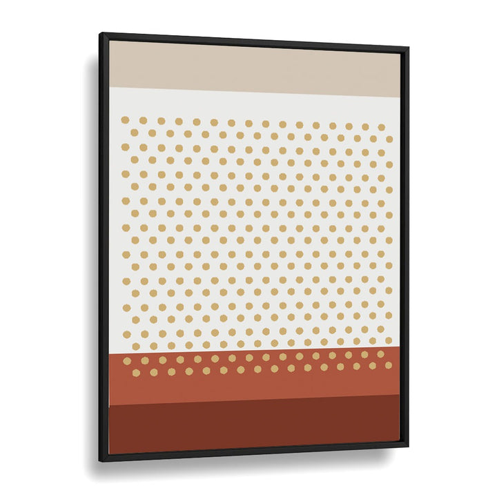 Geometric Beige Dots I Geometric art Artwork in Black Plain Frame