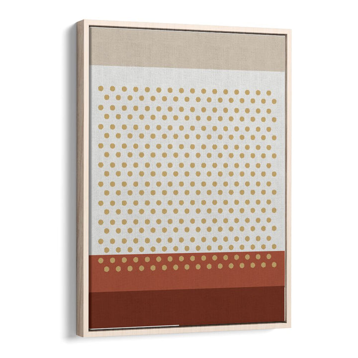 Geometric Beige Dots I Geometric Art Artwork in Oak Wood Floater Frame