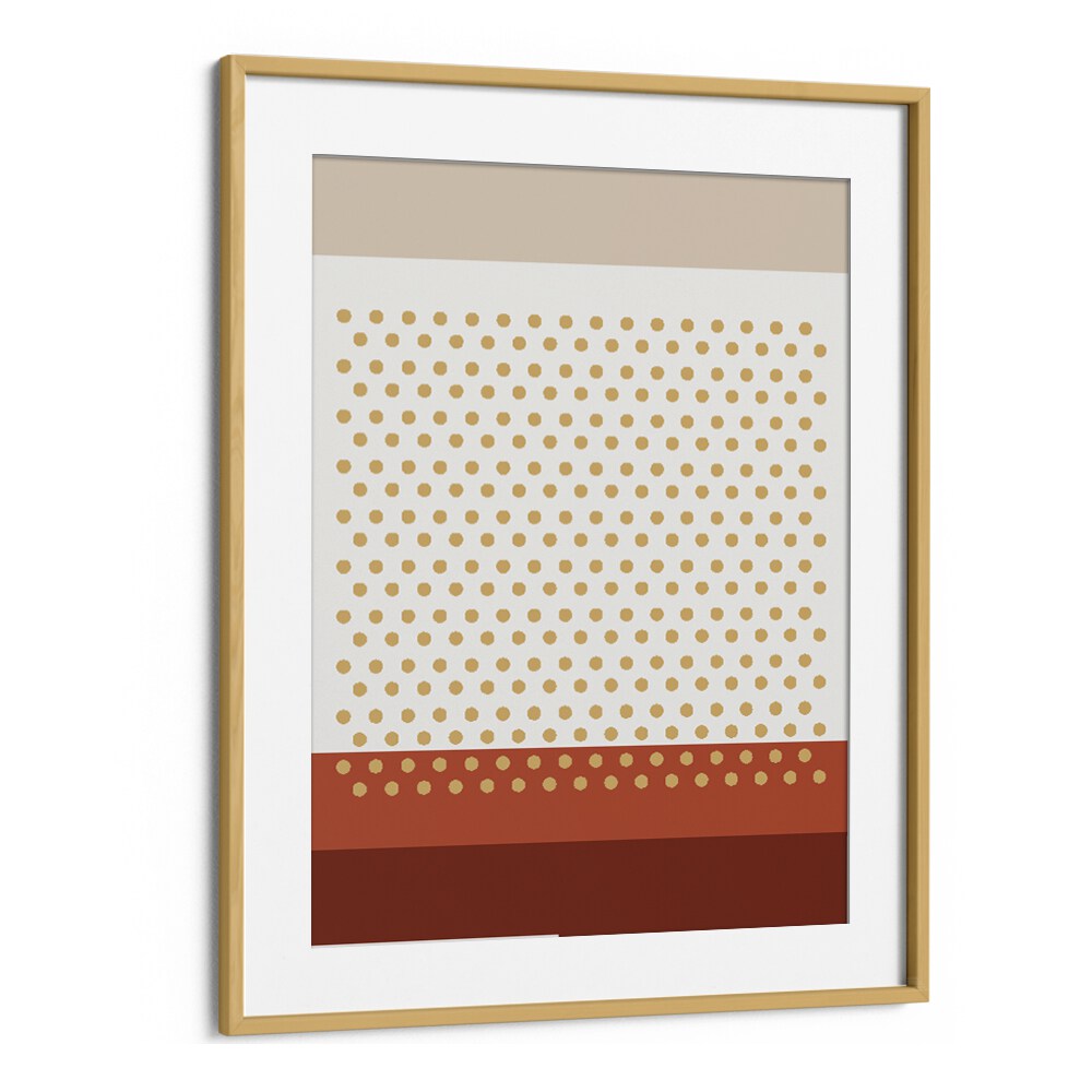 Geometric Beige Dots I Geometric Art Artwork in Oak Wood Frame With Mount