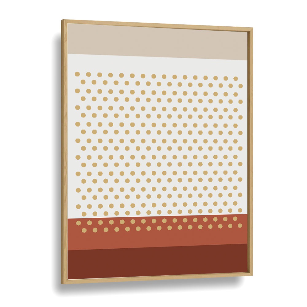 Geometric Beige Dots I Geometric Art Artwork in Oak Wood Plain Frame